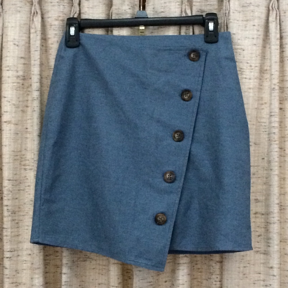 J.O.A. Asymmetrical Faux Wrap Button Mini Skirt - XS